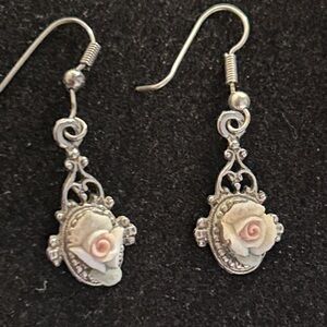 Delicate carved rose pierced earrings